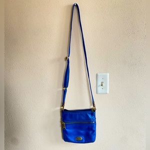 Fossil Blue Leather Crossbody Purse